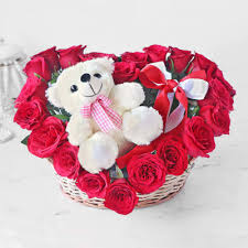 TEDDY WITH ROSE DESIGN HEART